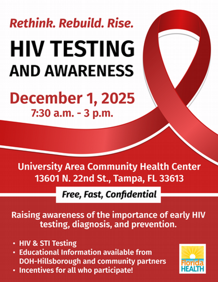 A flyer containing details of the HIV Testing and Awareness event on December 1st, 2025.